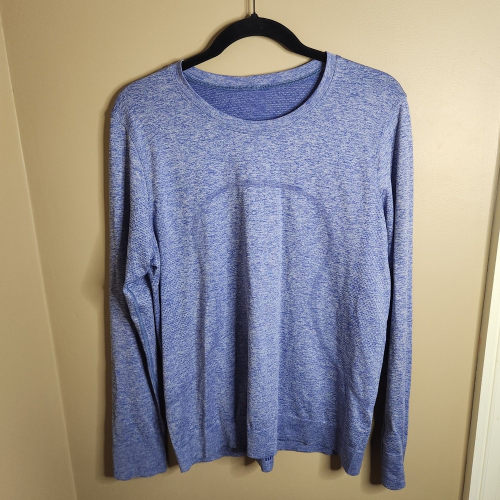 Lululemon Swiftly Tech Long Sleeve 2.0 Blue Heathered Crew Neck Shirt Size 10